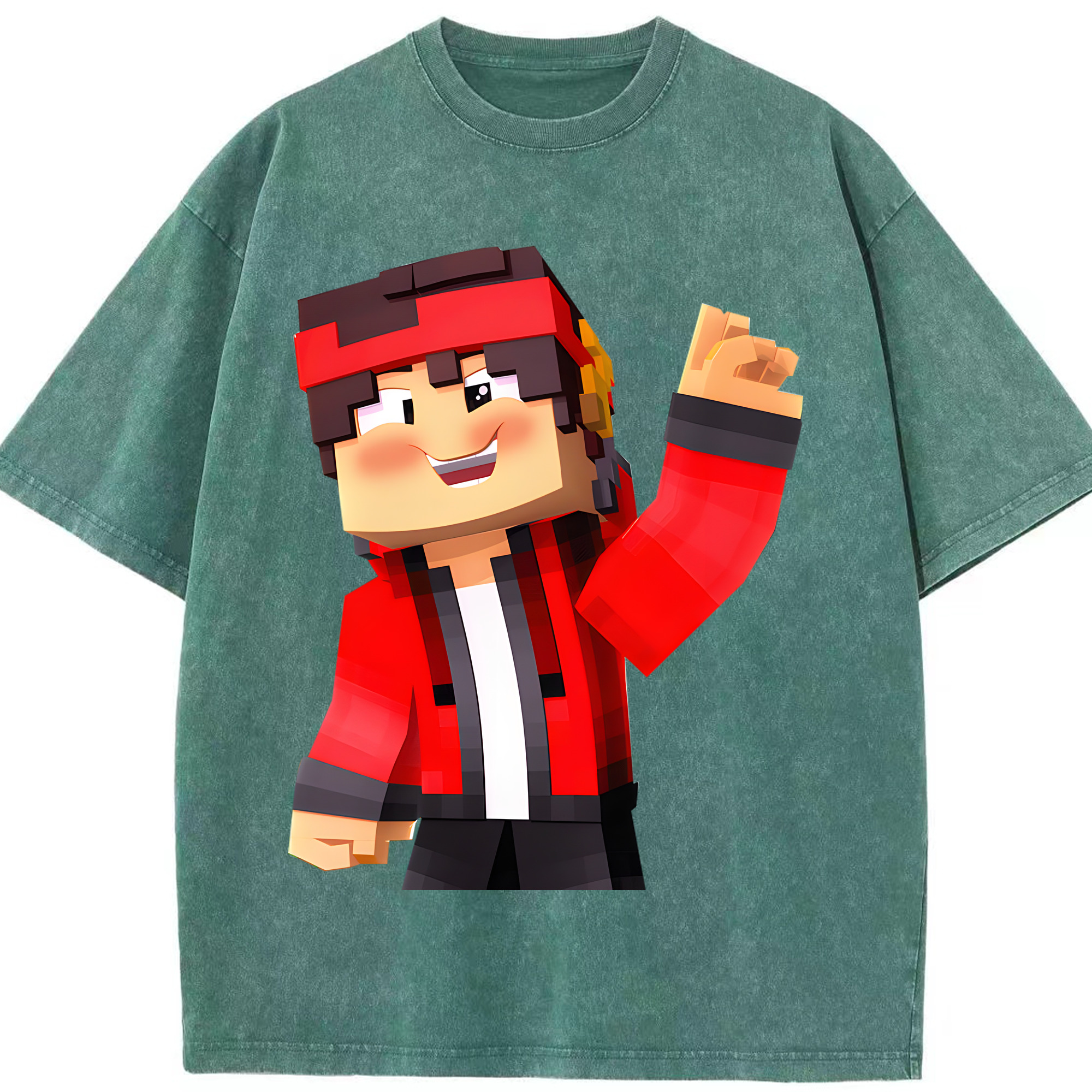 （画像用） マインクラフト ブロックの世界 Minecraft MC Block world 綿100% ヴィンテージ風 半袖Tシャツ（フロントプリント）